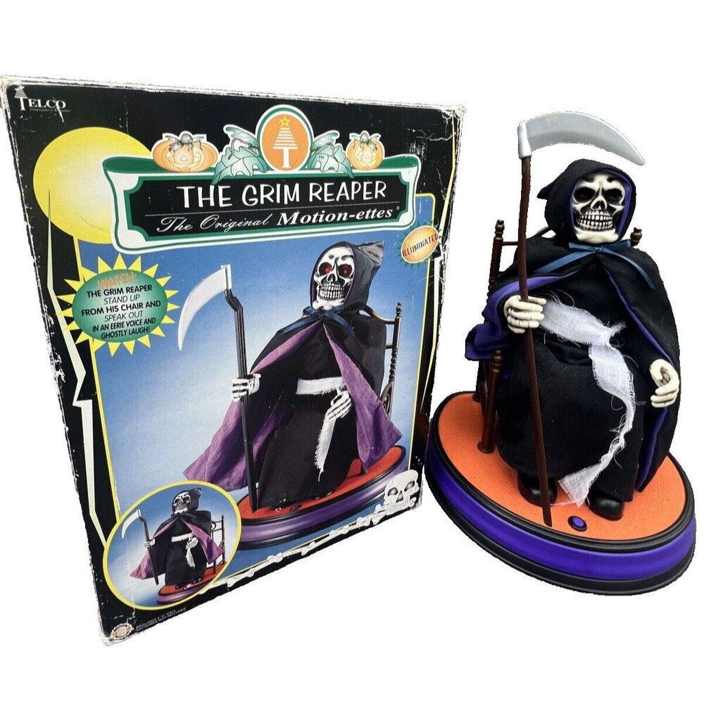 Telco The Grim Reaper 1997 Halloween Motion-ettes 14 1/2"  Works Talks Laughs